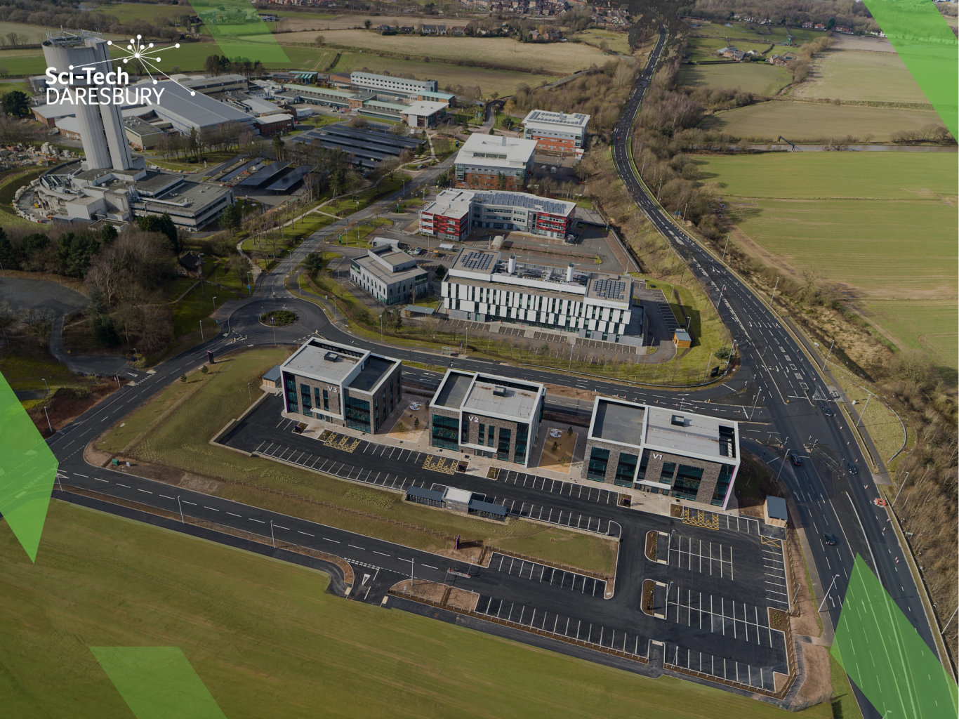 What is a science park? Aerial view of Sci-Tech Daresbury Science Park